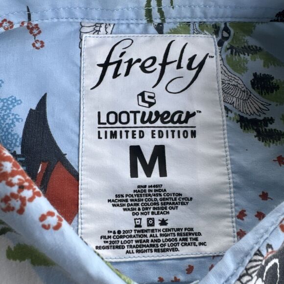 Japanese Hawaiian Men's M Shirt Firefly Lootwear LTD Ed. Dinosaurs Pagoda Nature - Picture 8 of 11